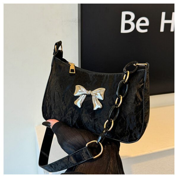 Bowknot Portable Chain One Shoulder New Trendy Korean Underarm Messenger Bag - Image 4