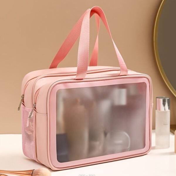 Fashionable Travel Makeup Bag With PVC Lining, Letter Design Handbag Perfect For Gym, Business, Or Travel - Image 3