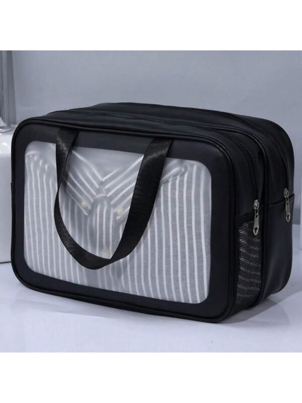 Fashionable Travel Makeup Bag With PVC Lining, Letter Design Handbag Perfect For Gym, Business, Or Travel - Image 9