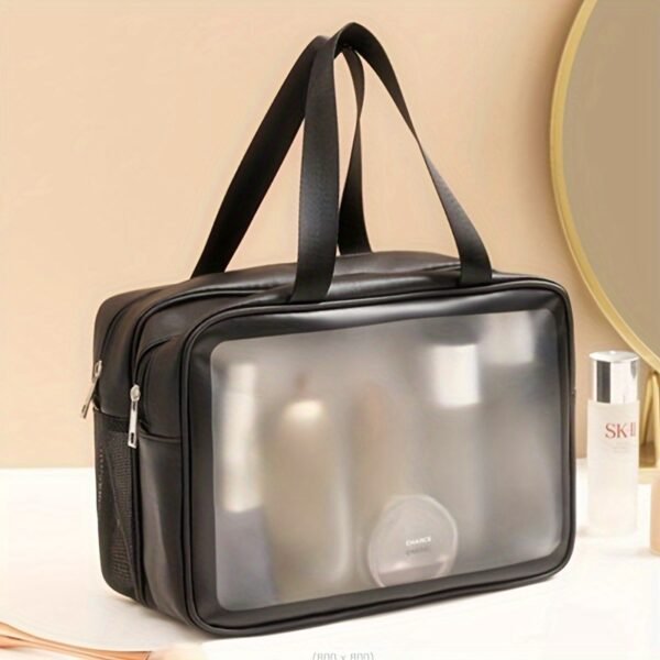 Fashionable Travel Makeup Bag With PVC Lining, Letter Design Handbag Perfect For Gym, Business, Or Travel - Image 8