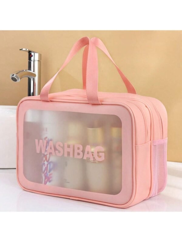 Fashionable Travel Makeup Bag With PVC Lining, Letter Design Handbag Perfect For Gym, Business, Or Travel - Image 5