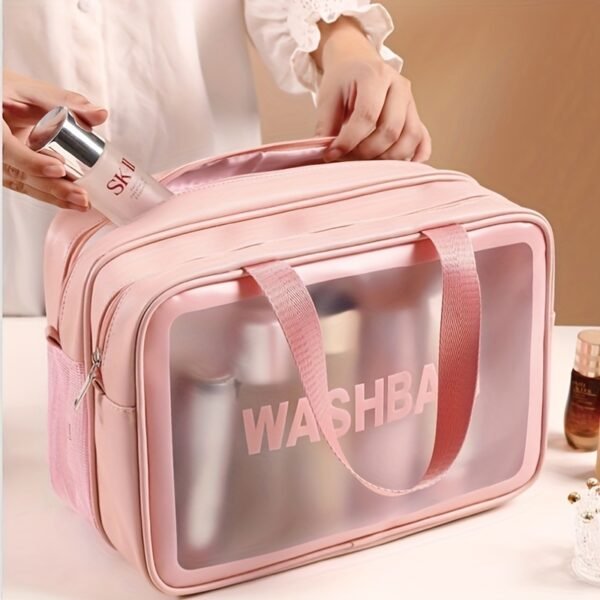 Fashionable Travel Makeup Bag With PVC Lining, Letter Design Handbag Perfect For Gym, Business, Or Travel - Image 7