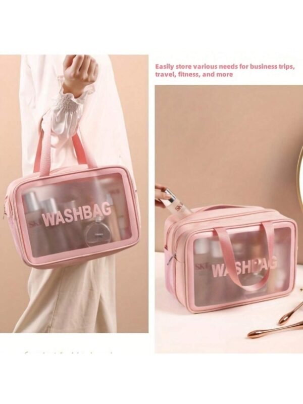 Fashionable Travel Makeup Bag With PVC Lining, Letter Design Handbag Perfect For Gym, Business, Or Travel - Image 4