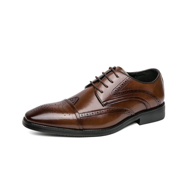 Four Seasons Fashion British Style Low-top Leather Shoes Plus Size Lace Up - Image 5