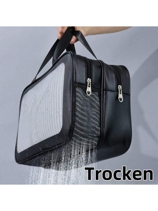 Fashionable Travel Makeup Bag With PVC Lining, Letter Design Handbag Perfect For Gym, Business, Or Travel - Image 6